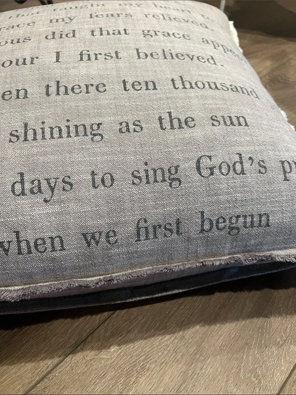 Printed Script Accent Pillow in Beige - Brand: